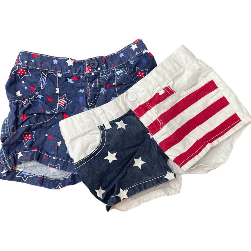 Patriotic Shorts Set GUC Girls Sz 5